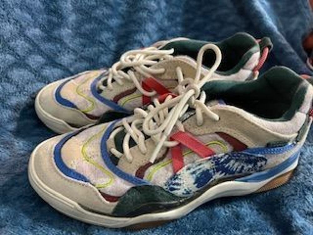 #S109 PRE-LOVED Vans Varix WC tie-dye antique white sneakers size W6.5/M5